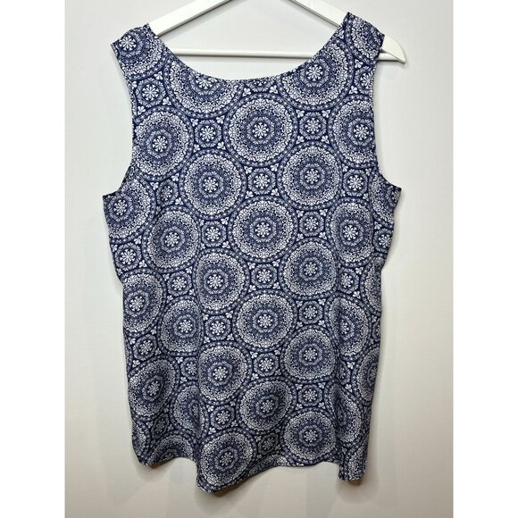 Faded Glory Womens 1X Blue Medallion Print Sleeveless Tank Shell Top Plus - Picture 4 of 6